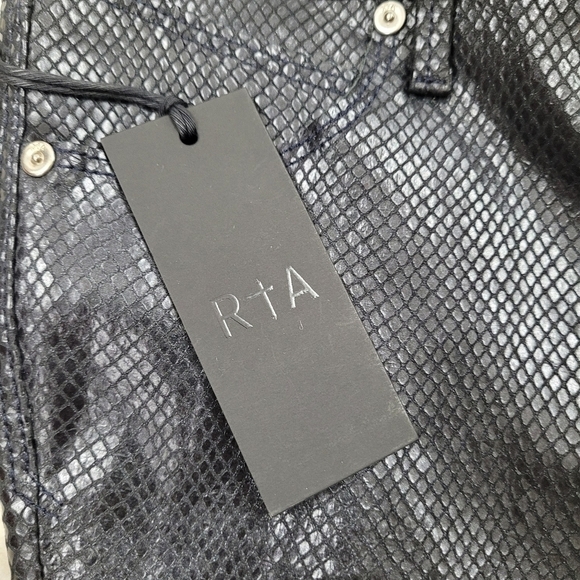 RtA Prince Leather Skinny Pants Navy Snake 26 - Picture 5 of 10